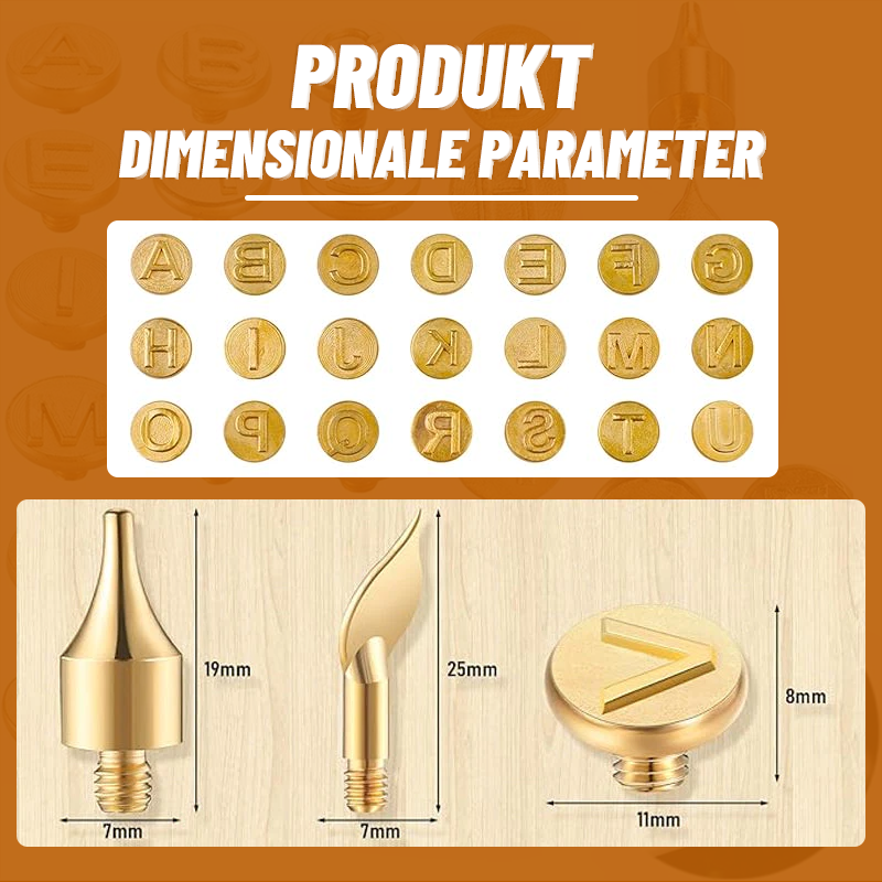 DIY Holz/Leder Brennset + 26 Buchstaben Kupferform