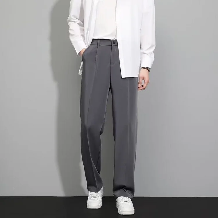 SPRING SUMMER ICE SILK STRAIGHT LEG PANTS