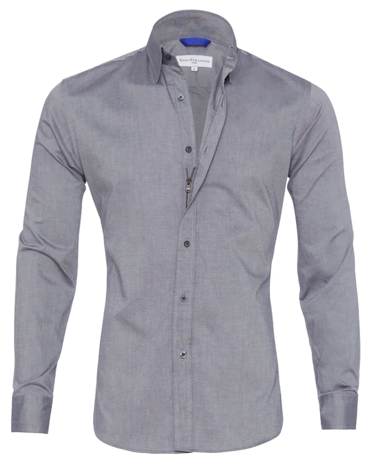 Oxford Stretch Zip Shirt (Buy 2 Free Shipping)