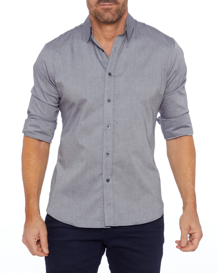 Oxford Stretch Zip Shirt (Buy 2 Free Shipping)