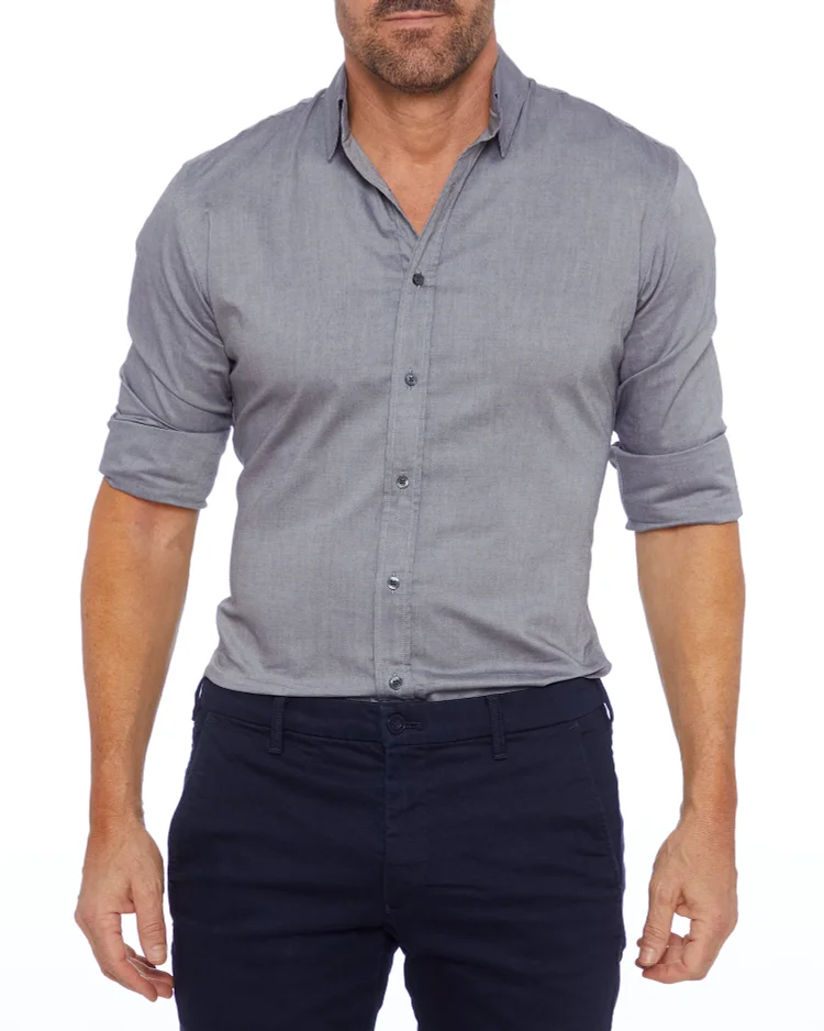 Oxford Stretch Zip Shirt (Buy 2 Free Shipping)