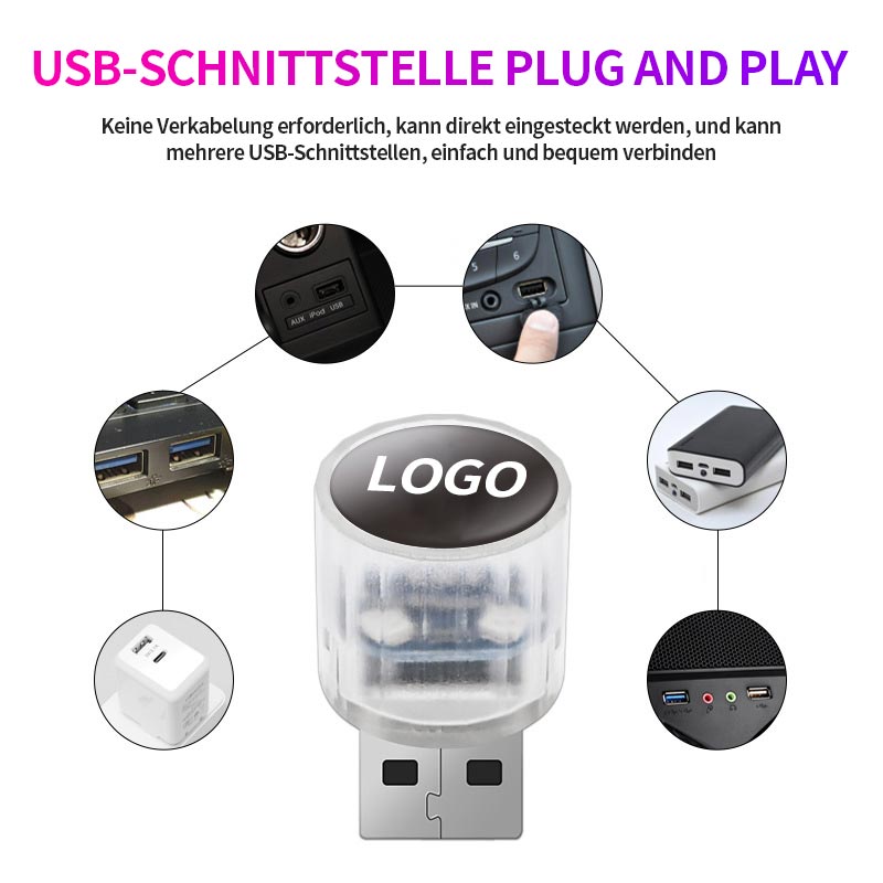 Mini-USB-LED-Auto-Innenraum-Atmosphäre-Dekorationslicht(5 Stück)